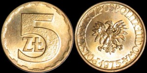 Polska, 5 Złotych 1975 Nominał, Stan I