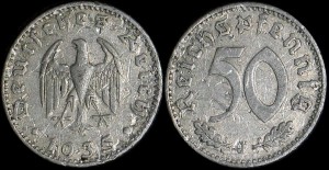 Niemcy, 50 Fenigów różne roczniki, KM 87, Stan III