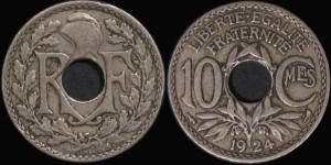 Francja, 10 Centimes różne roczniki, KM 866a, Stan III