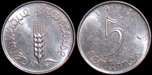 Francja, 5 Centimes różne roczniki, KM 927, Stan I