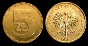 Polska, 5 Złotych 1986, Nominał, Stan I-