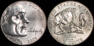 USA, 5 Cents 2005 D, KM 368, Bizon