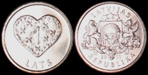 Łotwa, 1 Lats 2011, Serce, KM 127
