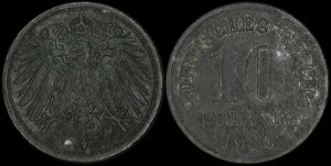 Niemcy-Cesarstwo, 10 Fenigów różne roczniki, KM 26, Stan III