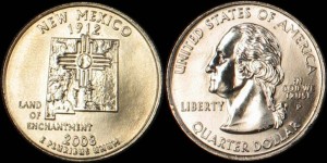 USA, 25 Cents 2008 D, KM 422, New Mexico, stan I