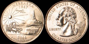 USA, 25 Cents 2006 P, KM 383, Nebraska, stan I