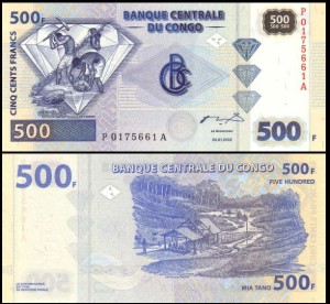 KONGO - REPUBLIKA, 500 FRANCS 2002, G&D, Pick 96a