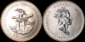 Kanada, 25 Cents 1992, KM 212, Terytorium N-E, Stan I
