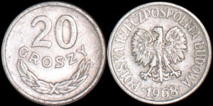 Polska, 20 Groszy 1968