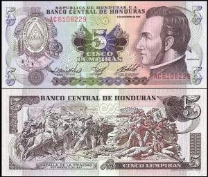 HONDURAS, 5 LEMPIRAS 1985 Pick 63b