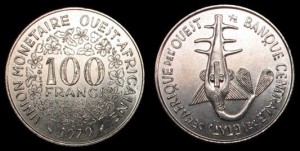 Afryka Zachodnia, 100 Francs Różne rocz., KM 4