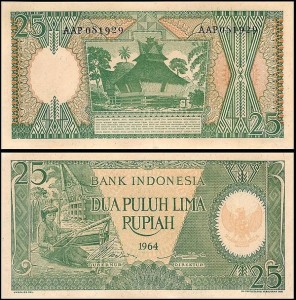INDONEZJA, 25 RUPIAH 1964 Pick 95