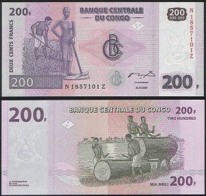 KONGO - REPUBLIKA, 200 FRANCS 2007, Replacement Z, Pick 99ar