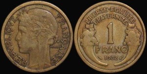 Francja, 1 Franc różne roczniki, KM 885, Stan II