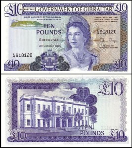 GIBRALTAR, 10 POUNDS 21.X.1986, seria A, Pick 22b
