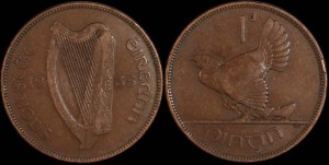 Irlandia, 1 Penny 1935, KM 3, Stan III