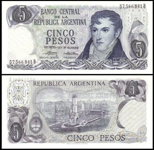 ARGENTYNA, 5 PESOS (1974-76) Pick 294(2)