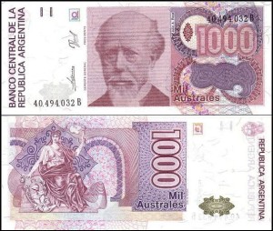 ARGENTYNA, 1000 AUSTRALES (1988-1990) Pick 329c
