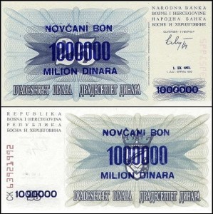 BOŚNIA I HERCEGOWINA, 1000000 DINARA 1.9.1993 Pick 35a