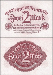 NIEMCY - DARLEHNSKAS SENSCHEIN, 2 MARK 15.9.1922, Pick 62