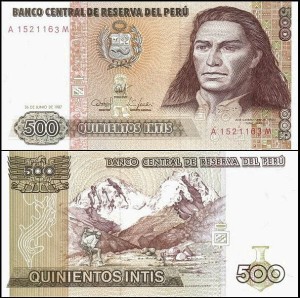 PERU, 500 INTIS 1987, seria A, Pick 134b