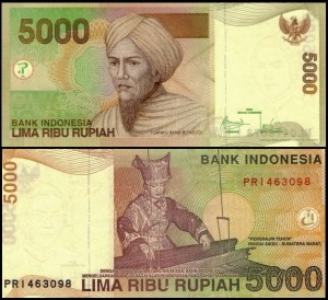 INDONEZJA, 5000 RUPIAH 2001/2009 Pick 142i