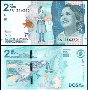 KOLUMBIA, 2000 PESOS 2015 Seria AA, Pick 458a