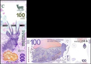 ARGENTYNA, 100 PESOS (2018) seria A, Jeleń / Góry, Pick W363A