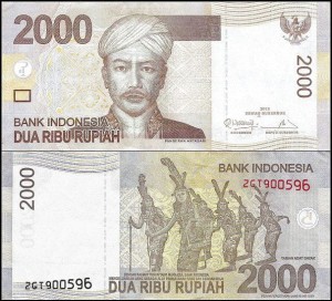 INDONEZJA, 2000 RUPIAH 2009/2012 Pick 148d