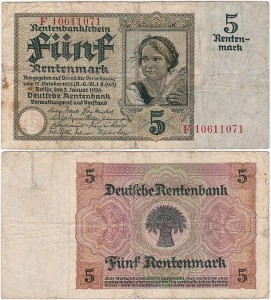 NIEMCY 5 RENTENMARK 2.I.1926, numer 8 cyfr, Pick 169a(2)