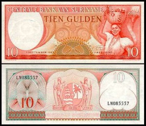 SURINAM, 10 GULDEN 1963 Pick 121b