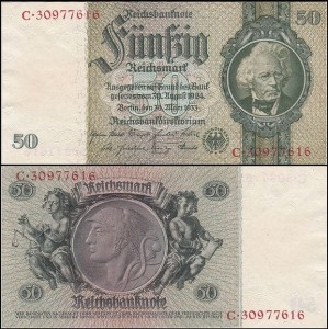 NIEMCY, 50 REICHSMARK 1933, nr. 8 cyfr, Pick 182a