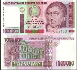 PERU, 1000000 INTIS 1990, TDLR, seria A, Pick 148