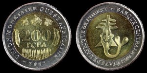 Afr.Zach. 200 Franków, rok 2003, bimetal, KM 13