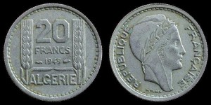 Algieria Francuska, 20 Franków, 1949, KM 91