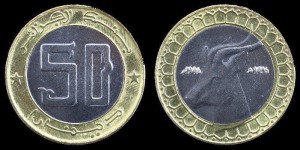 Algieria, 50 Dinarów, bimetal, KM 126