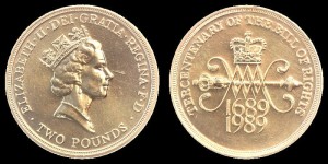 Anglia, 2 Funty, 300 lat nadania, 1989, KM 960