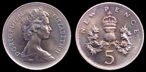 Anglia, 5 New Pence, KM 911