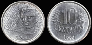 Brazylia, 10 Centavos różne roczniki, KM 633