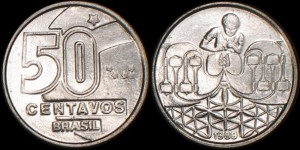 Brazylia, 50 Centavos różne roczniki, KM 614