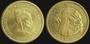 Dania, 20 Kroner 2005 Wieża - Landet Kirke KM 899, Stan I 