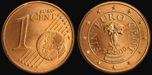EURO-Austria Kwiat Goryczki, 1 cent 2010, KM 3082, Stan I