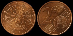 EURO-Austria Kwiat-Szarotka, 2 centy 2020, KM 3083, Stan I 