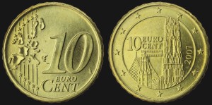 EURO-Austria Katedra św Szczepana, 10 centów 2007, KM 3085, Stan I
