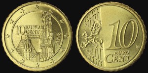 EURO-Austria Katedra św Szczepana, 10 centów 2008, KM 3139, Stan I
