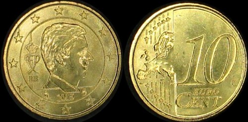 EURO-Belgia Król Albert II, 10 EuroCents 2015, KM 334, Stan I.jpg