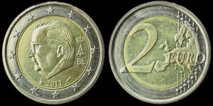 EURO-Belgia Bimetal, 2 Euro 2011, król Albert II, KM 281, Stan I