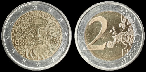 e finlandia 2 euro bimetal 2013 f.e. sillanpaa km 193.jpeg
