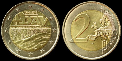 EURO-Francja, 2 Euro Bimetal 2014 - 70 lat D - Day, KM 2174, Stan I.jpeg