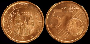 Euro-Hiszpania 5 Cents 2005 Katedra, KM 1042 Stan I 